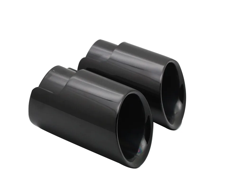 Heißer Verkauf hochwertige Universal Edelstahl Doppel-Layer-Schalldämpfer Auspuffspitzen schwarz 7029C