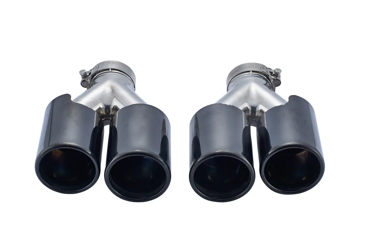 Efficient Competitive Price 63mm Dual outlet Y Style Chroming black exhaust tips 7019C