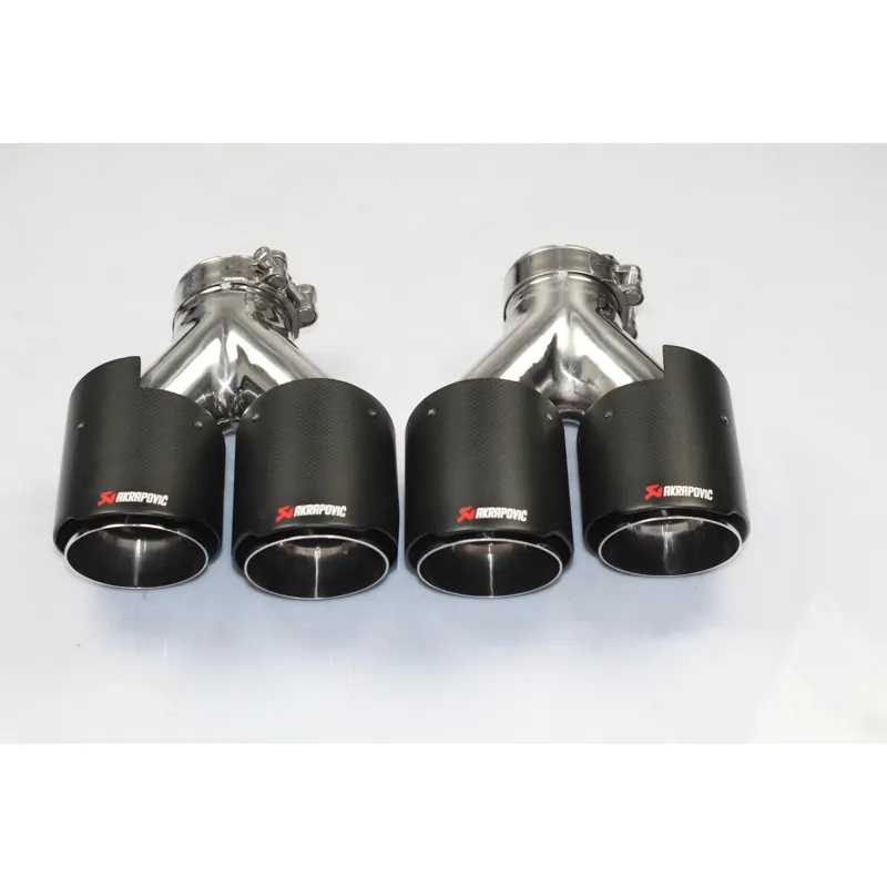 Hot sale high performance #304 Stainless steel Universal dual Carbon fiber exhaust 7024
