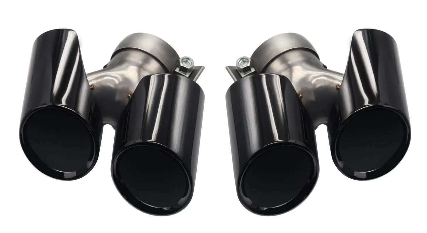 Wholesale price Universal twin stainless steel exhaust system tips for porsche 991 black